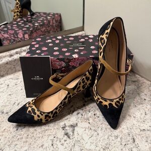 Coach x Tabitha Simmons Edith Mary Jane Leopard Print Kitten Heel Shoes